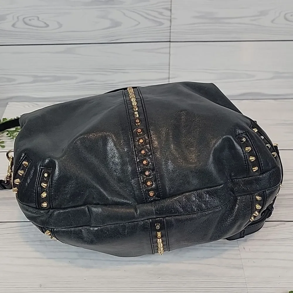 Badgley Mischka Shoulder Bag Dark Green Leather Large Capacity